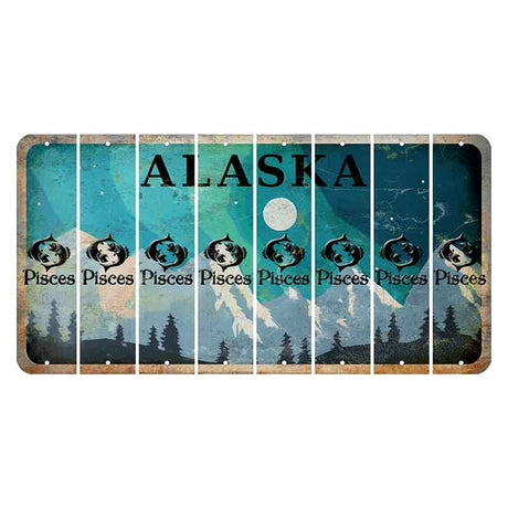 Alaska Northern Lights Cut License Plate Strips (Set of 8) Zodiac Sign - Pisces