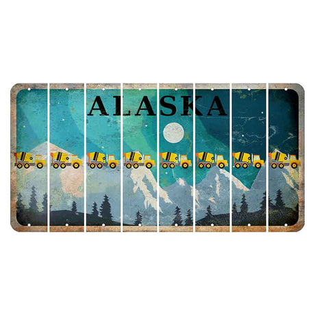 Alaska Northern Lights Cut License Plate Strips (Set of 8) Cement Truck