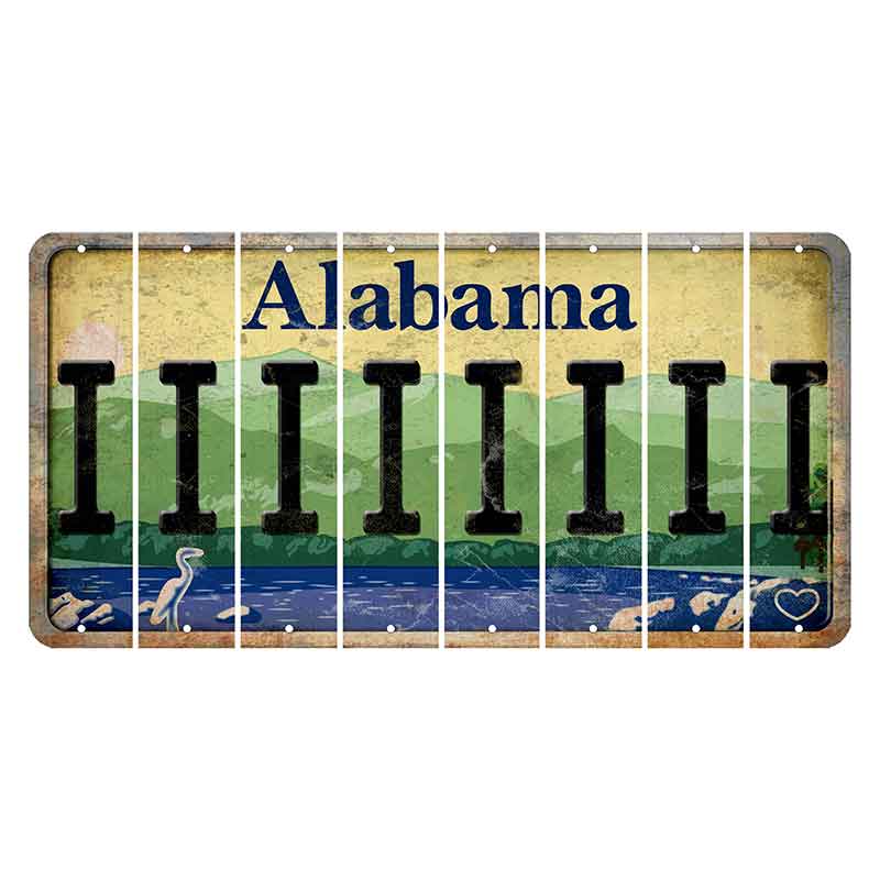 Alabama Lake and Forest Cut License Plate Strips (Set of 8) I