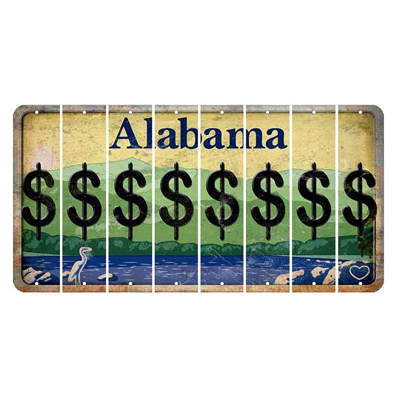 Alabama Lake and Forest Cut License Plate Strips (Set of 8) Dollar Sign