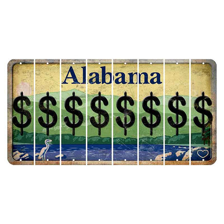 Alabama Lake and Forest Cut License Plate Strips (Set of 8) Dollar Sign