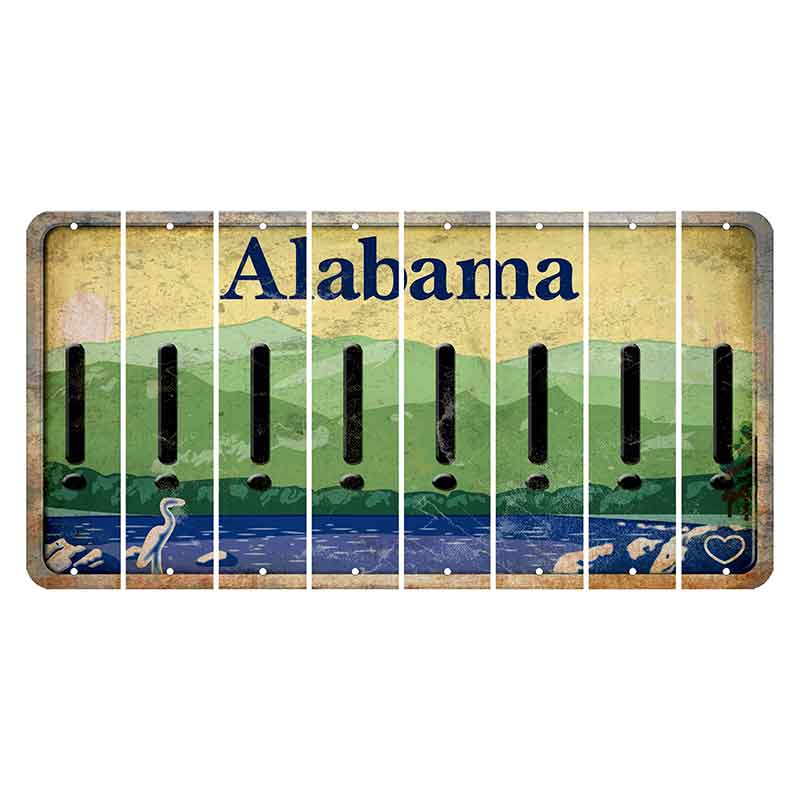 Alabama Lake and Forest Cut License Plate Strips (Set of 8) Exclamation Point