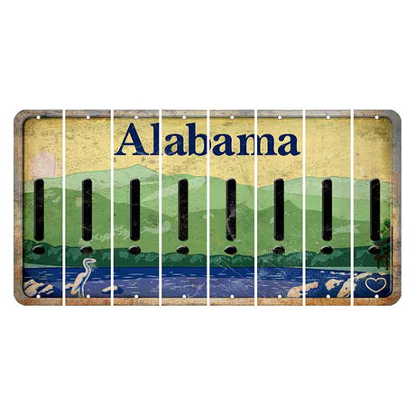 Alabama Lake and Forest Cut License Plate Strips (Set of 8) Exclamation Point