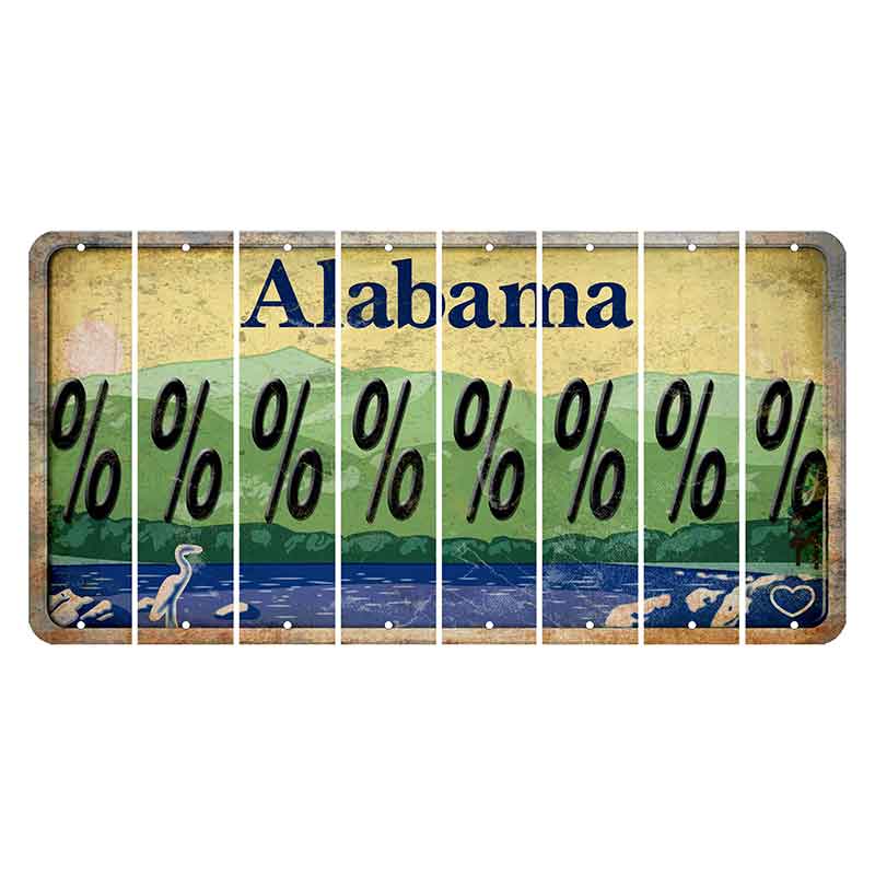 Alabama Lake and Forest Cut License Plate Strips (Set of 8) Percent Sign