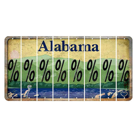Alabama Lake and Forest Cut License Plate Strips (Set of 8) Percent Sign