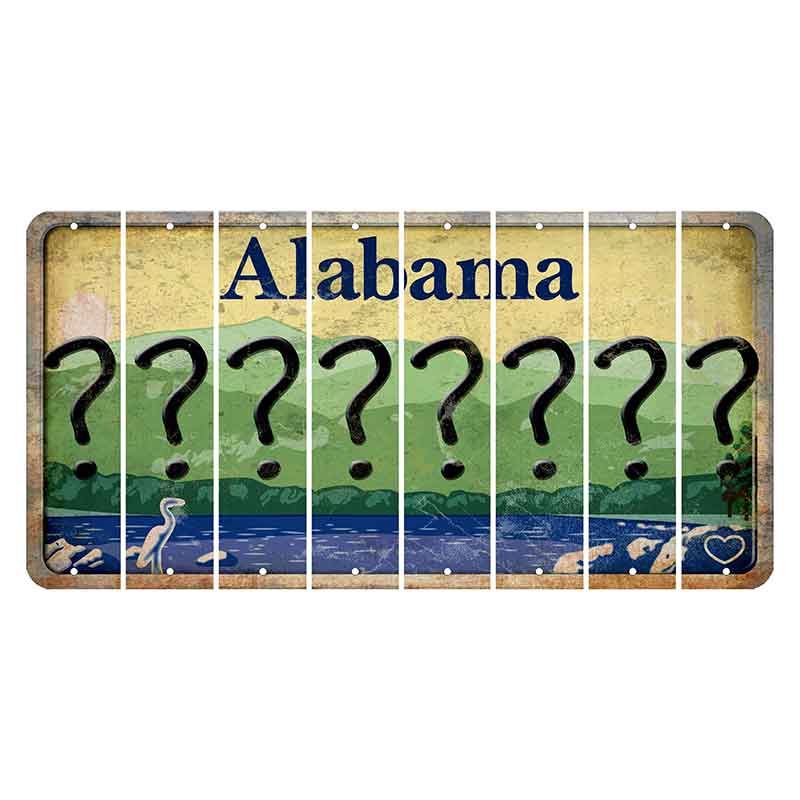 Alabama Lake and Forest Cut License Plate Strips (Set of 8) Question Mark