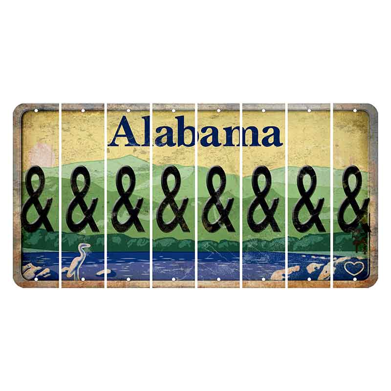 Alabama Lake and Forest Cut License Plate Strips (Set of 8) And Sign