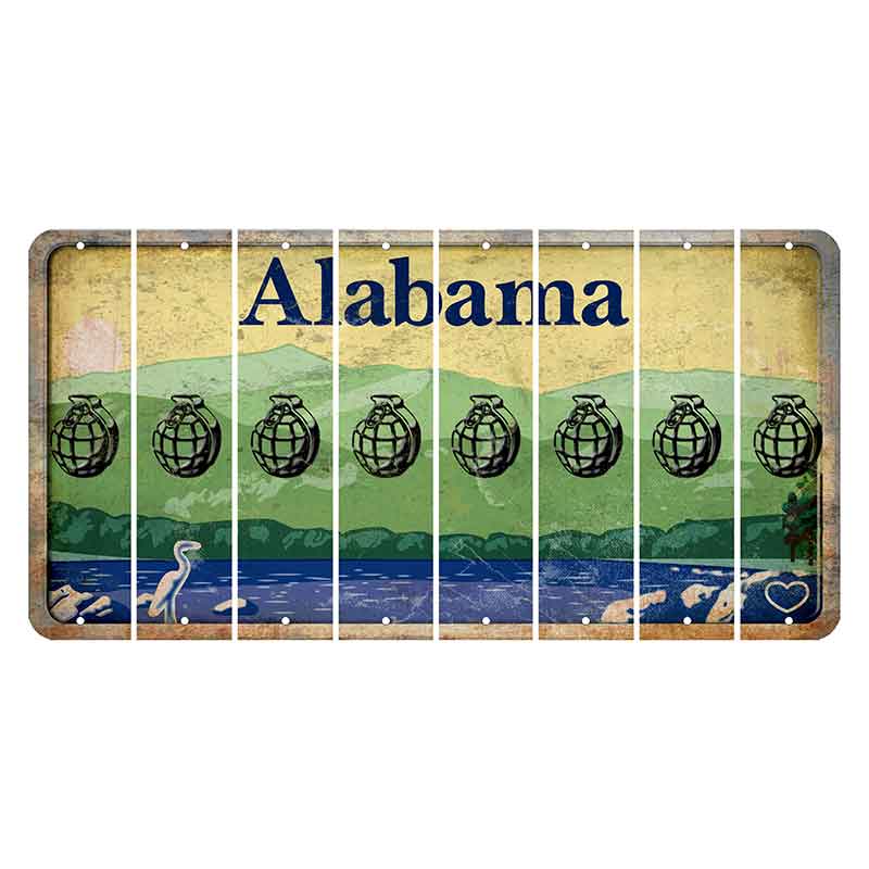 Alabama Lake and Forest Cut License Plate Strips (Set of 8) Grenade