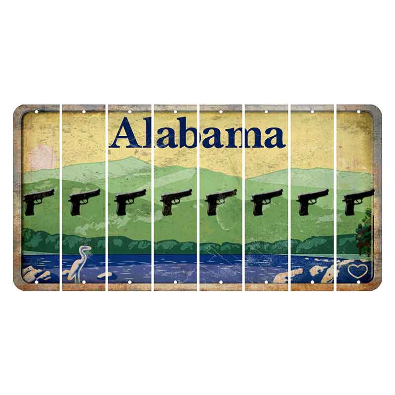 Alabama Lake and Forest Cut License Plate Strips (Set of 8) Handgun
