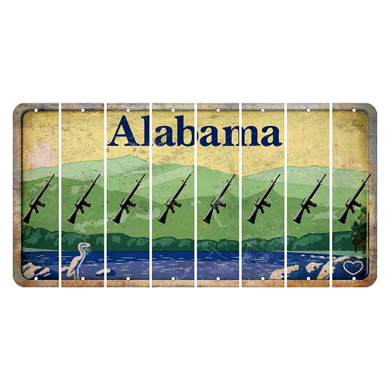 Alabama Lake and Forest Cut License Plate Strips (Set of 8) Rifle
