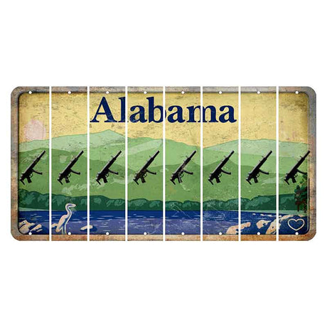 Alabama Lake and Forest Cut License Plate Strips (Set of 8) Submachine Gun