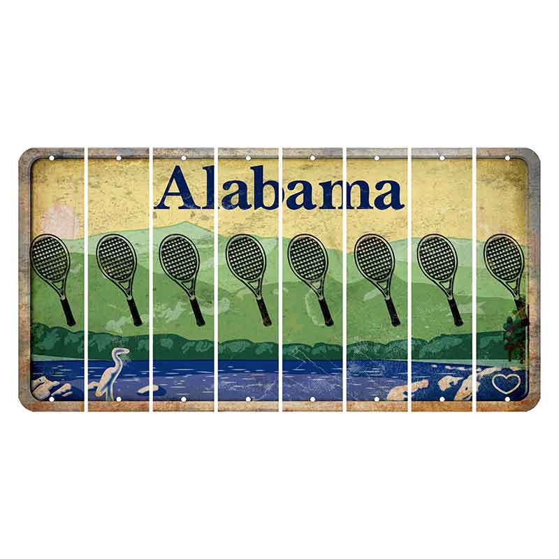 Alabama Lake and Forest Cut License Plate Strips (Set of 8) Tennis Racket