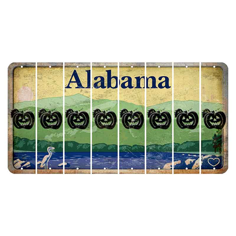 Alabama Lake and Forest Cut License Plate Strips (Set of 8) Pumpkin
