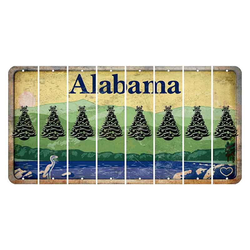 Alabama Lake and Forest Cut License Plate Strips (Set of 8) Christmas Tree