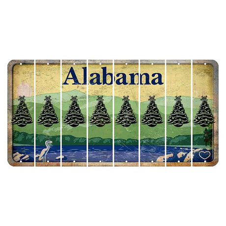 Alabama Lake and Forest Cut License Plate Strips (Set of 8) Christmas Tree