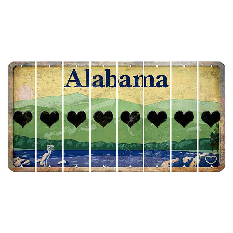 Alabama Lake and Forest Cut License Plate Strips (Set of 8) Heart
