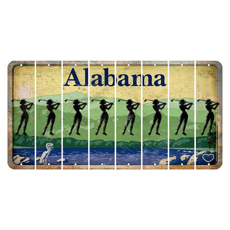 Alabama Lake and Forest Cut License Plate Strips (Set of 8) Female Golfer