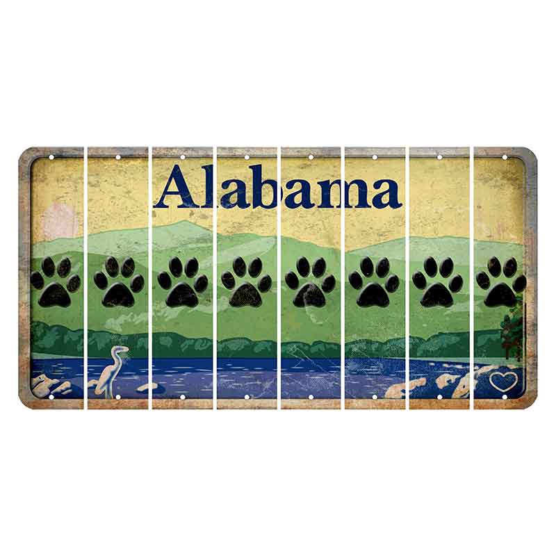 Alabama Lake and Forest Cut License Plate Strips (Set of 8) Dog Paw