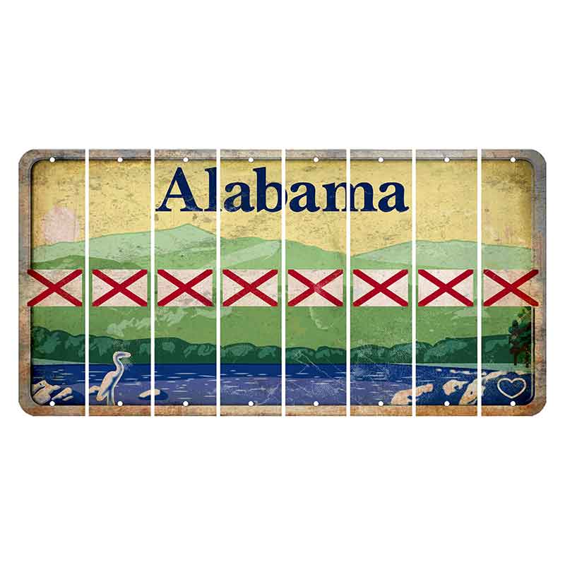 Alabama Lake and Forest Cut License Plate Strips (Set of 8) State Flag