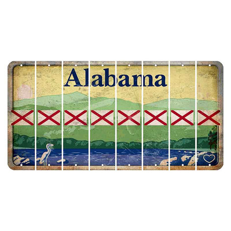 Alabama Lake and Forest Cut License Plate Strips (Set of 8) State Flag