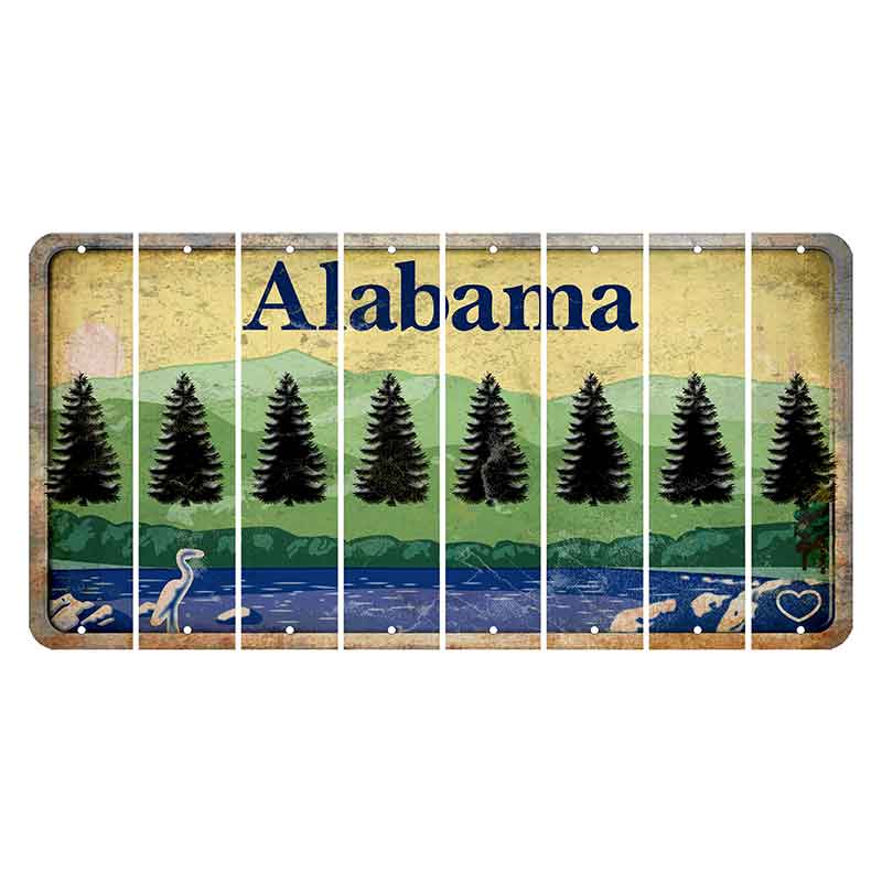 Alabama Lake and Forest Cut License Plate Strips (Set of 8) Pine Tree
