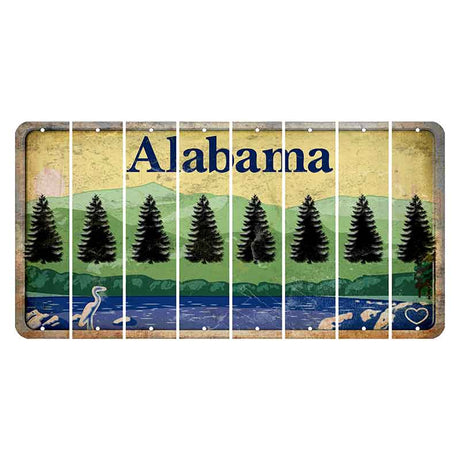 Alabama Lake and Forest Cut License Plate Strips (Set of 8) Pine Tree