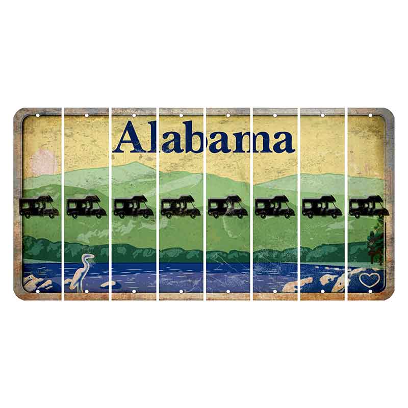 Alabama Lake and Forest Cut License Plate Strips (Set of 8) Camper