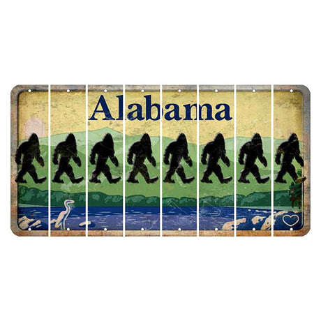 Alabama Lake and Forest Cut License Plate Strips (Set of 8) Bigfoot