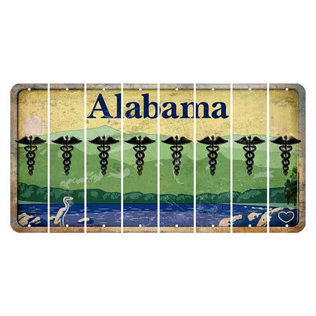 Alabama Lake and Forest Cut License Plate Strips (Set of 8) Caduceus