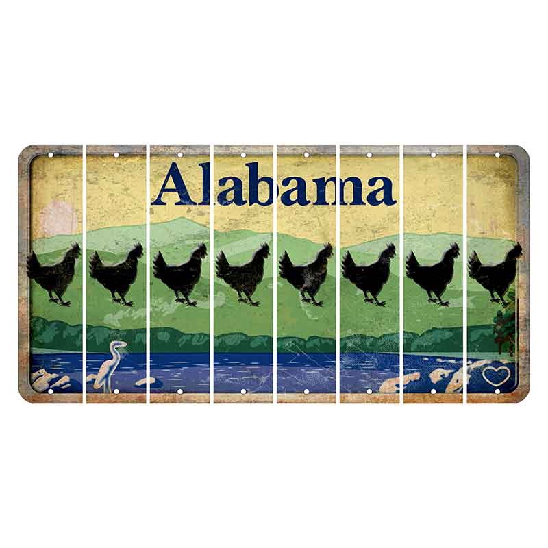 Alabama Lake and Forest Cut License Plate Strips (Set of 8) Chicken
