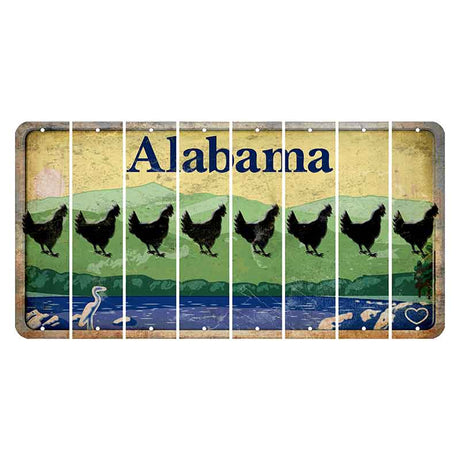Alabama Lake and Forest Cut License Plate Strips (Set of 8) Chicken