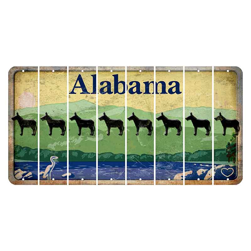 Alabama Lake and Forest Cut License Plate Strips (Set of 8) Donkey