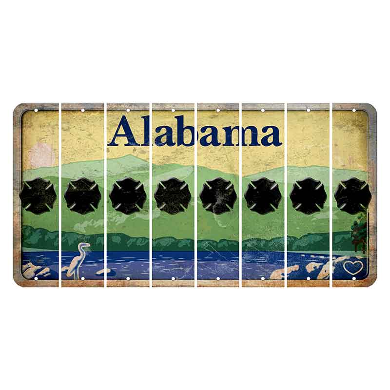 Alabama Lake and Forest Cut License Plate Strips (Set of 8) Fire Badge