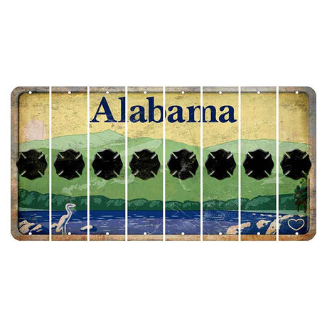 Alabama Lake and Forest Cut License Plate Strips (Set of 8) Fire Badge