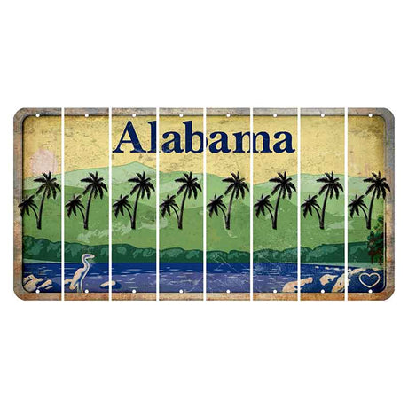 Alabama Lake and Forest Cut License Plate Strips (Set of 8) Palm Trees