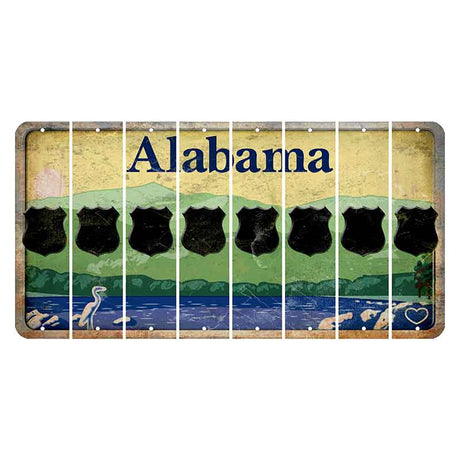 Alabama Lake and Forest Cut License Plate Strips (Set of 8) Police Badge