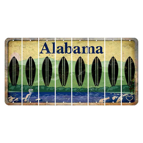 Alabama Lake and Forest Cut License Plate Strips (Set of 8) Surfboard