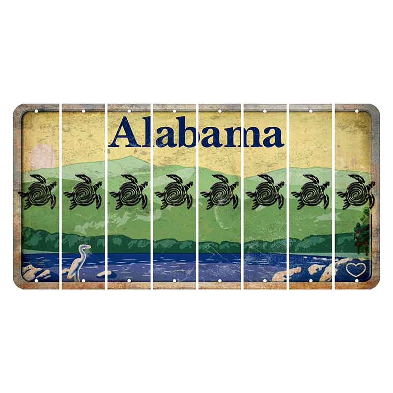 Alabama Lake and Forest Cut License Plate Strips (Set of 8) Sea Turtle