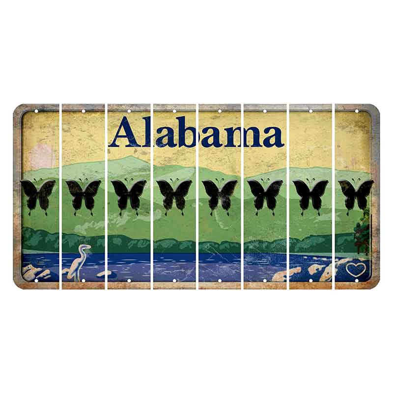 Alabama Lake and Forest Cut License Plate Strips (Set of 8) Butterfly