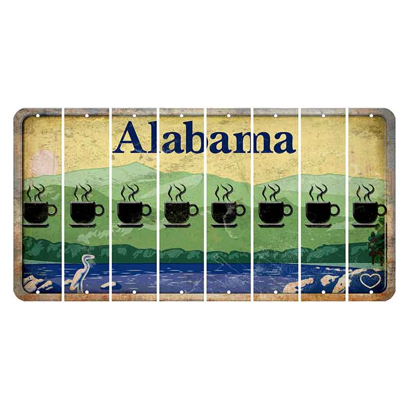 Alabama Lake and Forest Cut License Plate Strips (Set of 8) Coffee Mug