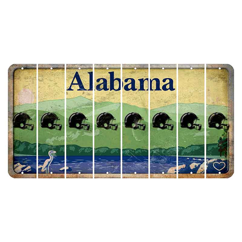Alabama Lake and Forest Cut License Plate Strips (Set of 8) Football Helmet
