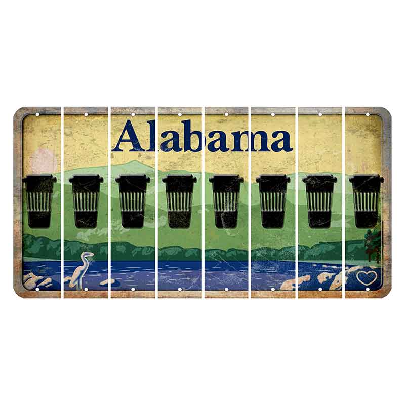 Alabama Lake and Forest Cut License Plate Strips (Set of 8) Latte