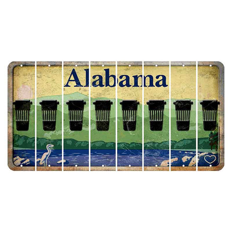 Alabama Lake and Forest Cut License Plate Strips (Set of 8) Latte