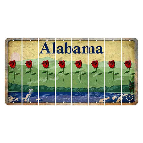 Alabama Lake and Forest Cut License Plate Strips (Set of 8) Red Rose
