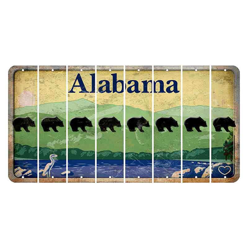 Alabama Lake and Forest Cut License Plate Strips (Set of 8) Bear