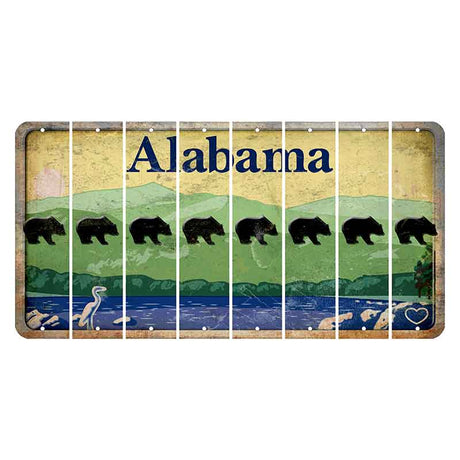 Alabama Lake and Forest Cut License Plate Strips (Set of 8) Bear