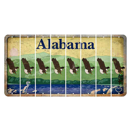 Alabama Lake and Forest Cut License Plate Strips (Set of 8) Bald Eagle