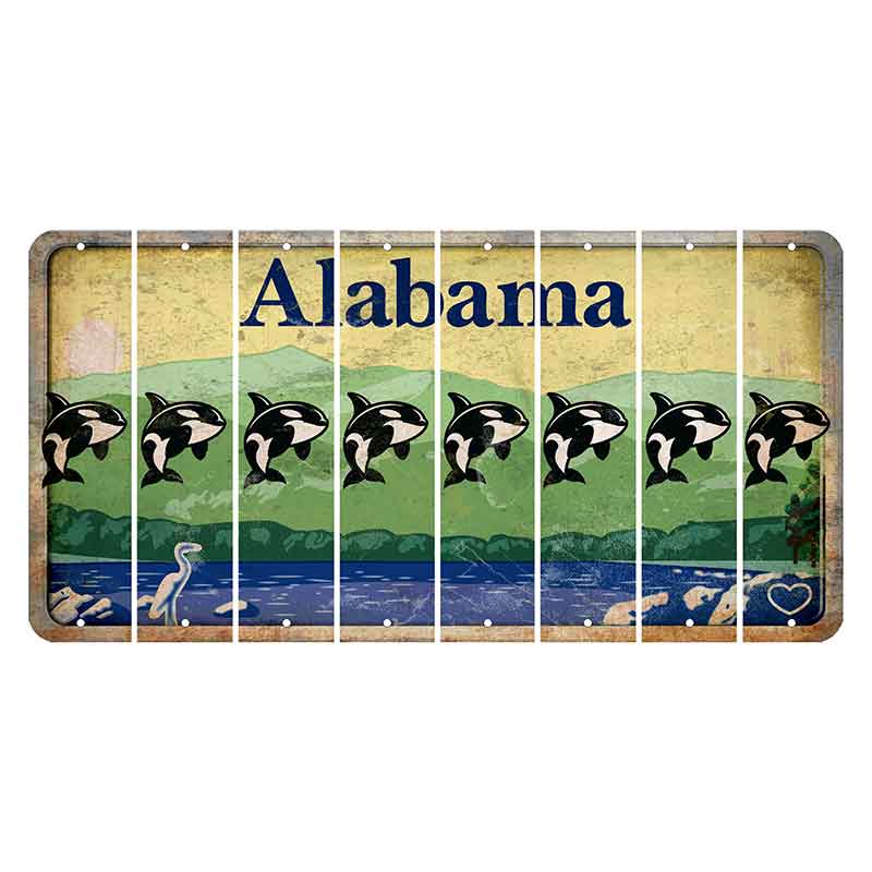 Alabama Lake and Forest Cut License Plate Strips (Set of 8) Whale