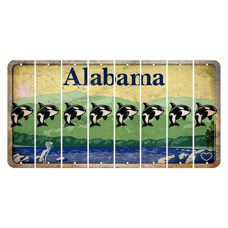 Alabama Lake and Forest Cut License Plate Strips (Set of 8) Whale
