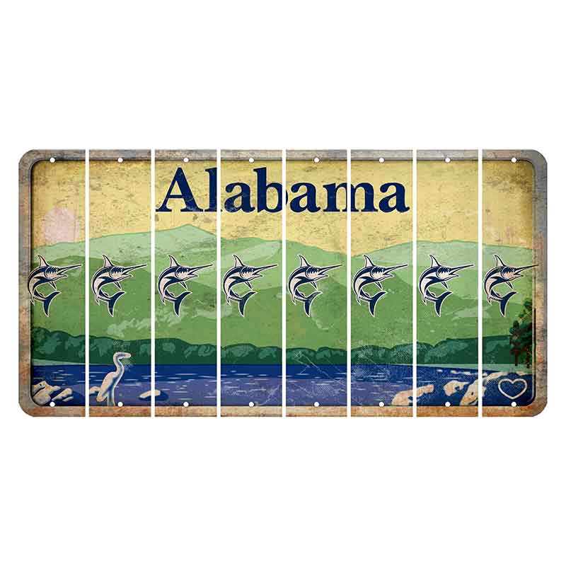 Alabama Lake and Forest Cut License Plate Strips (Set of 8) Swordfish